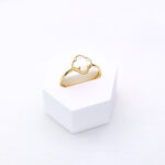 Pierścionek Złoty z Masą Perłową, Koniczyna Marokańska, Próba 585