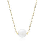 Naszyjnik Srebrny Pozłacany z Jedną Perełką - Perl