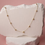 Naszyjnik złoty z kulkami diamentowanymi 