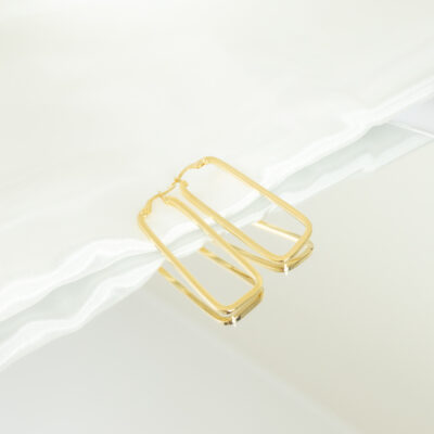 Kolczyki Złote Gładkie Owalne Spinacze Nola