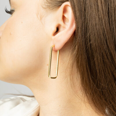 Kolczyki Złote Gładkie Owalne Spinacze Nola