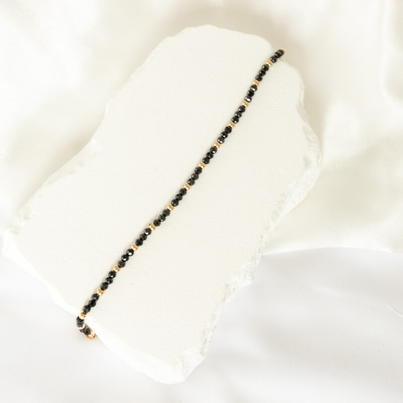 Bransoletka ze złotymi i czarnymi kulkami Black Silk