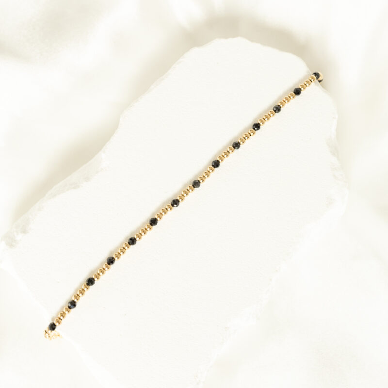 Bransoletka ze złotymi i czarnymi kulkami Gold Silk
