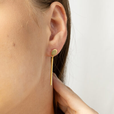 Kolczyki srebrne pozłacane wiszące patyczki Serena