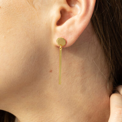 Kolczyki srebrne pozłacane wiszące patyczki Serena