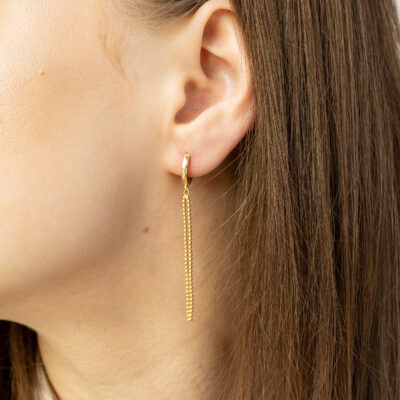 Kolczyki Srebrne Pozłacane z Wiszącymi Łańcuszkami Aria