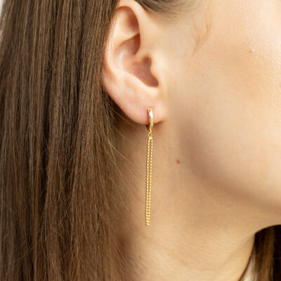 Kolczyki Srebrne Pozłacane z Wiszącymi Łańcuszkami Aria