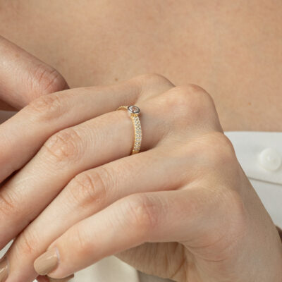 Pierścionek złoty z cyrkoniami Zarela