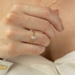 Pierścionek złoty z owalną cyrkonią Amoura