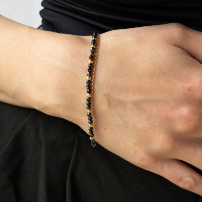 Bransoletka ze złotymi i czarnymi kulkami Black Silk