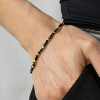 Bransoletka ze złotymi i czarnymi kulkami Black Silk