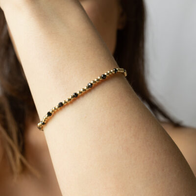 Bransoletka ze złotymi i czarnymi kulkami Gold Silk