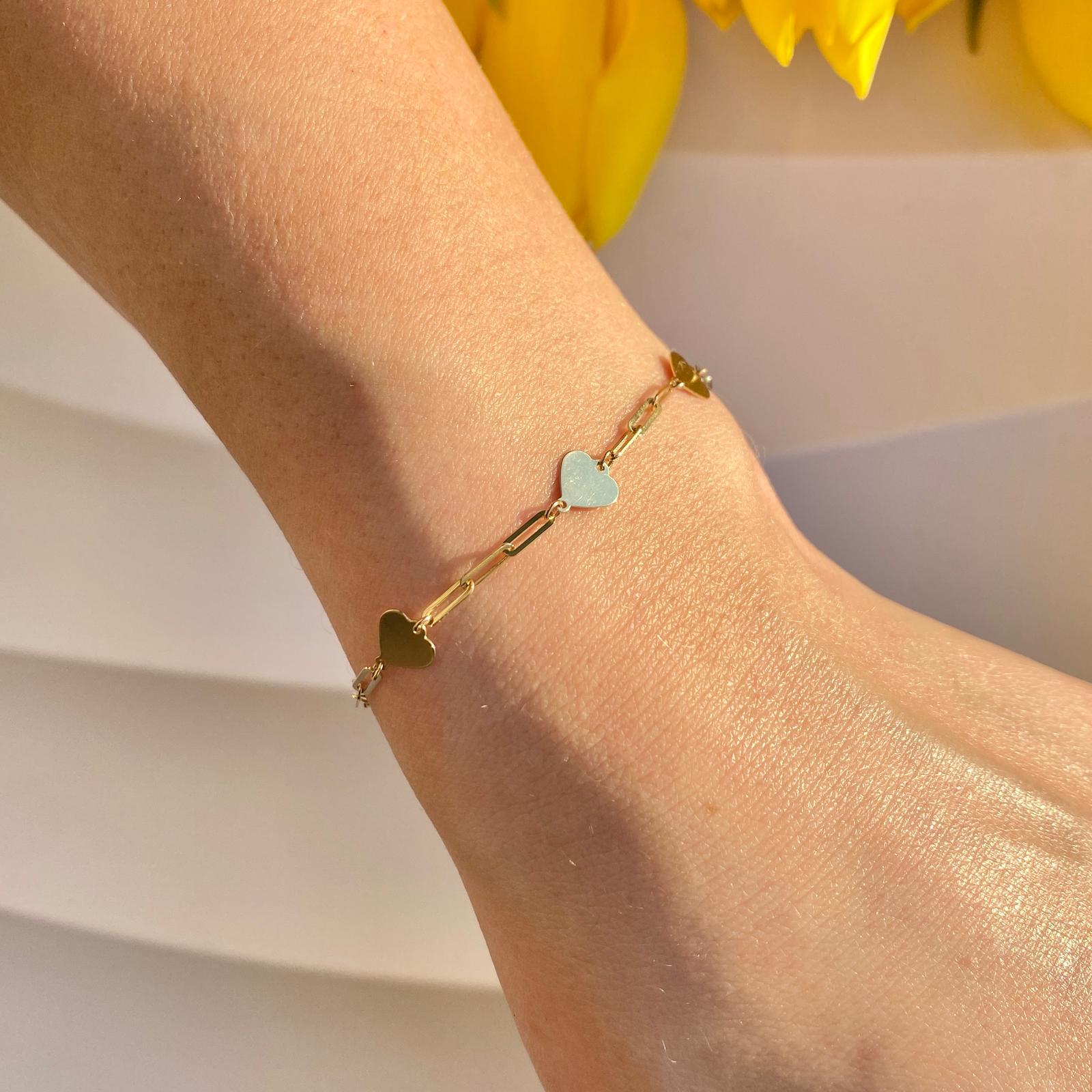 Bransoletka złota spinacze z serduszkami Love Line Bransoletka złota spinacze z serduszkami Love Line