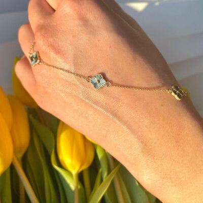 Bransoletka złota z diamentowanymi koniczynami Goldi Marocco