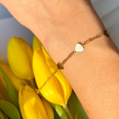 Bransoletka złota spinacze z serduszkami Love Line