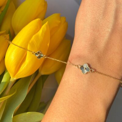 Bransoletka złota z diamentowanymi koniczynami Goldi Marocco