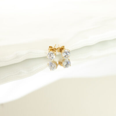 Kolczyki złote z centralną cyrkonią na zatyczkę Pure Crystal