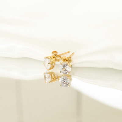 Kolczyki złote z centralną cyrkonią na zatyczkę Pure Crystal