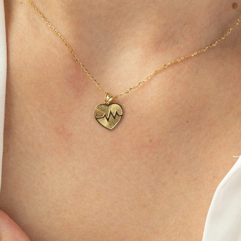 Zawieszka złota diamentowane serce z linią życia L'amour