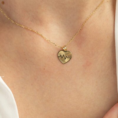 Zawieszka złota diamentowane serce z linią życia L'amour