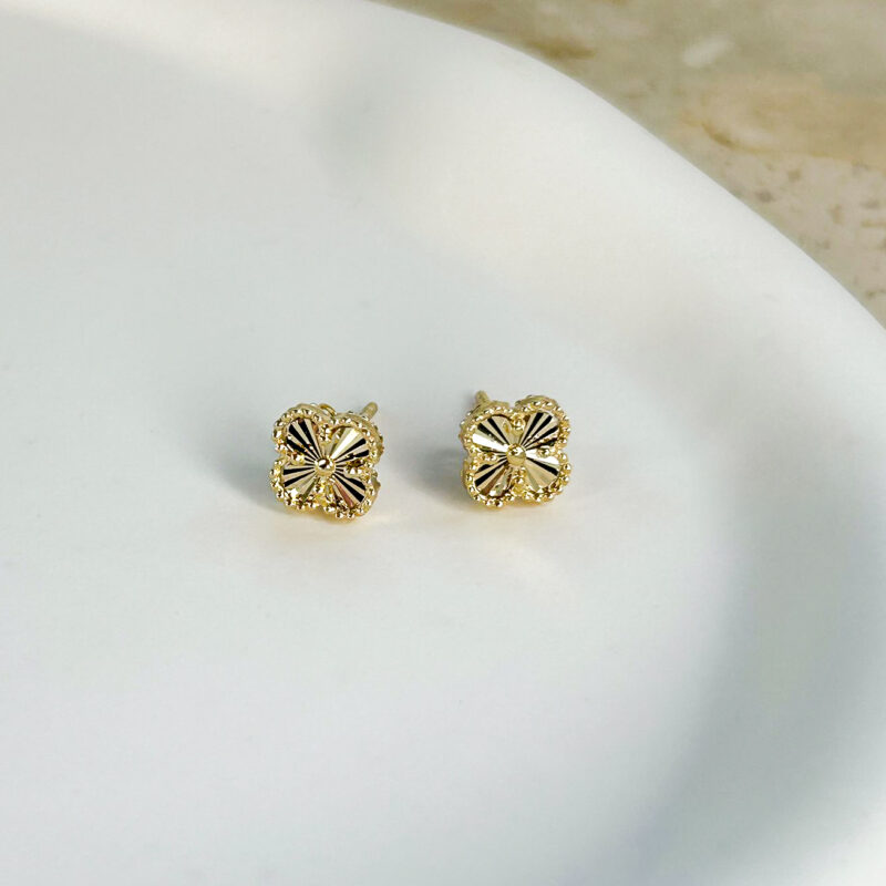 Kolczyki złote diamentowana koniczynka