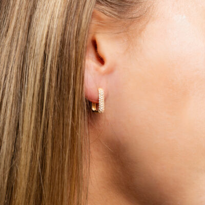 Kolczyki złote z cyrkoniami na zapięciu angielskim