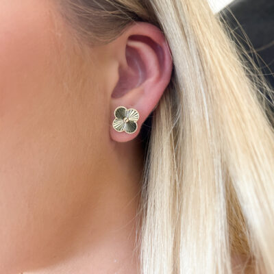 kolczyki złote diamentowana koniczyna marokańska 1,4 cm