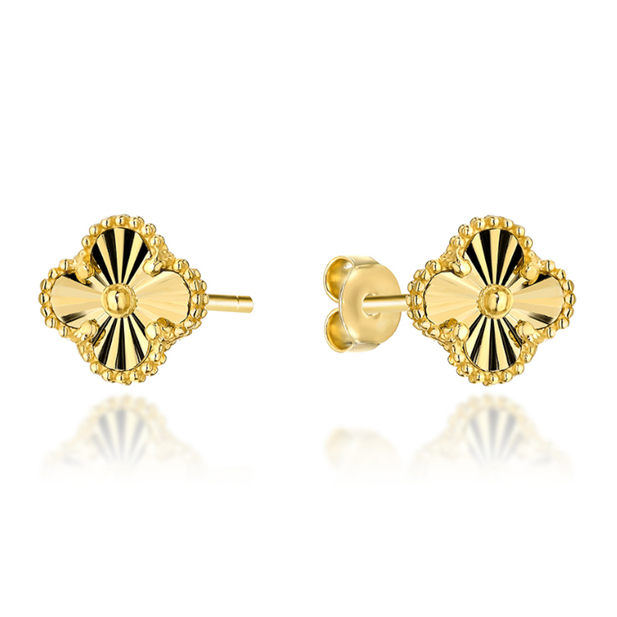 kolczyki goldimarocco-3 Kolczyki Złote Diamentowana Koniczynka Goldi Marocco 1,4cm - obrazek 1